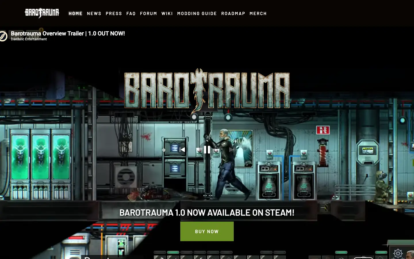 เว็บทางการของ Barotrauma ที่ barotraumagame.com สำหรับตรวจเวอร์ชันล่าสุดของตัวเกม