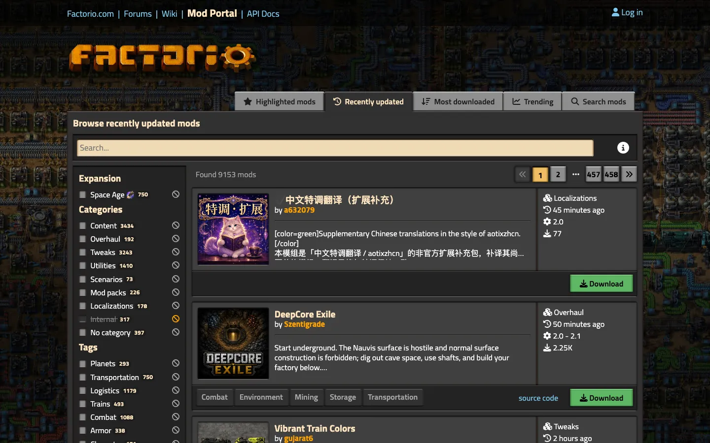 Mod Portal ทางการของ Factorio — แหล่งโหลดม็อดกว่า 9,000 ตัวสำหรับเซิร์ฟและผู้เล่น