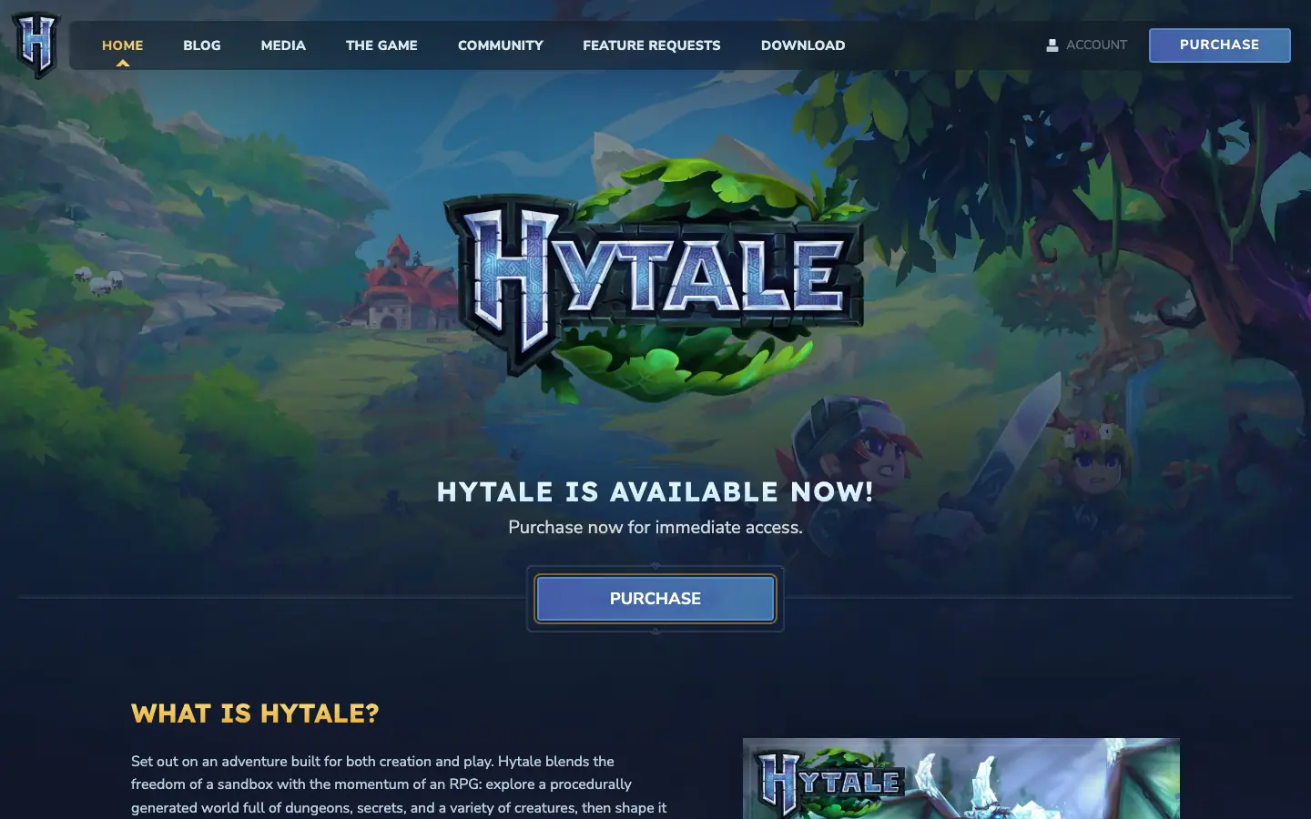 เว็บทางการของ Hytale ที่ hytale.com สำหรับตามข่าวเวอร์ชันเซิร์ฟ