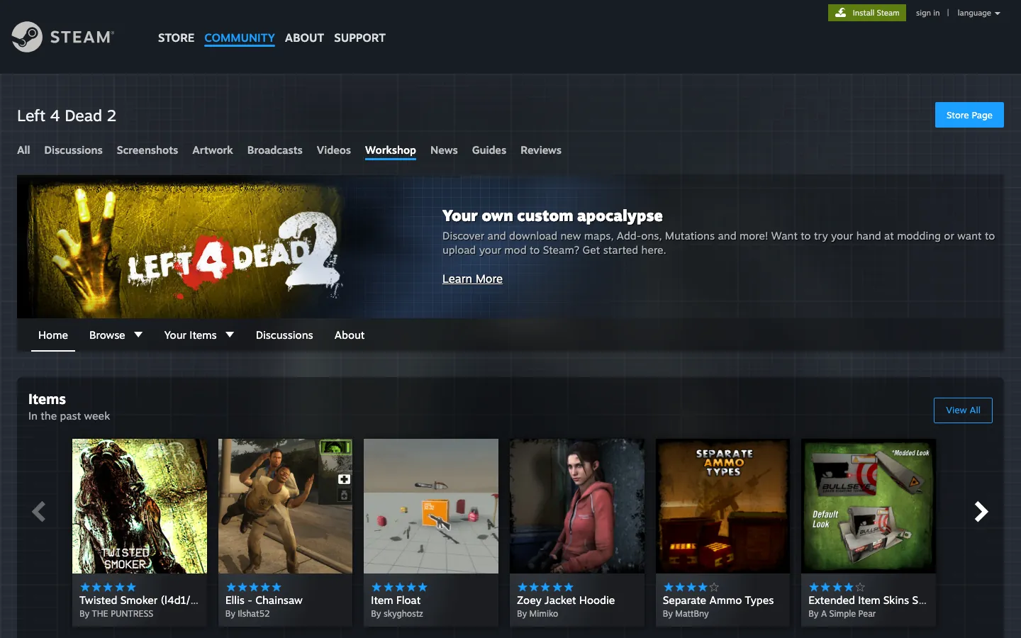Steam Workshop ของ Left 4 Dead 2 — แหล่งโหลดแมพคัสตอมและ mutation สำหรับเซิร์ฟ