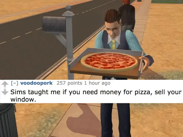 sims pizza money
